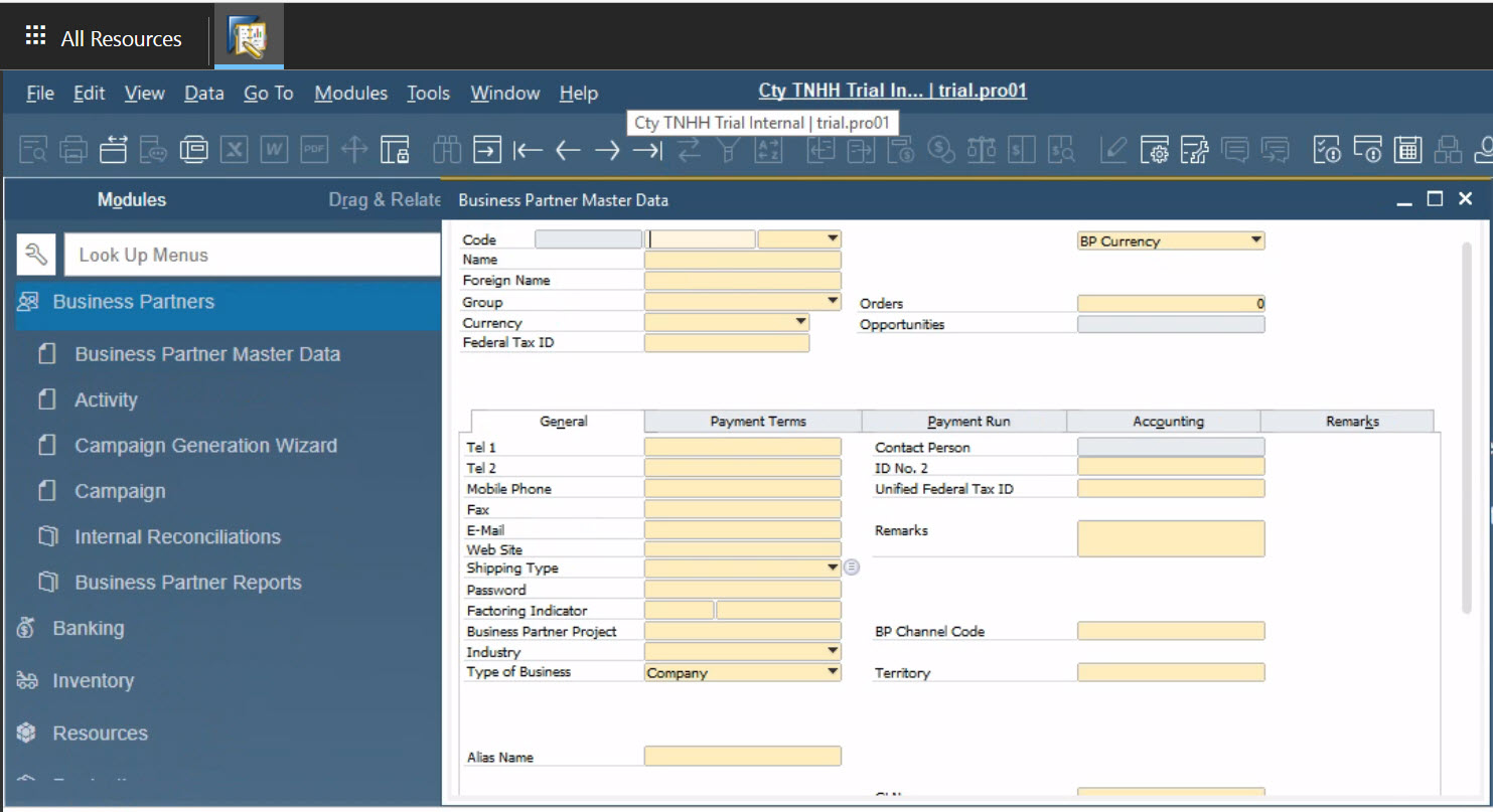 Configurating-setup SAP B1 Cloud Business Partner master Data